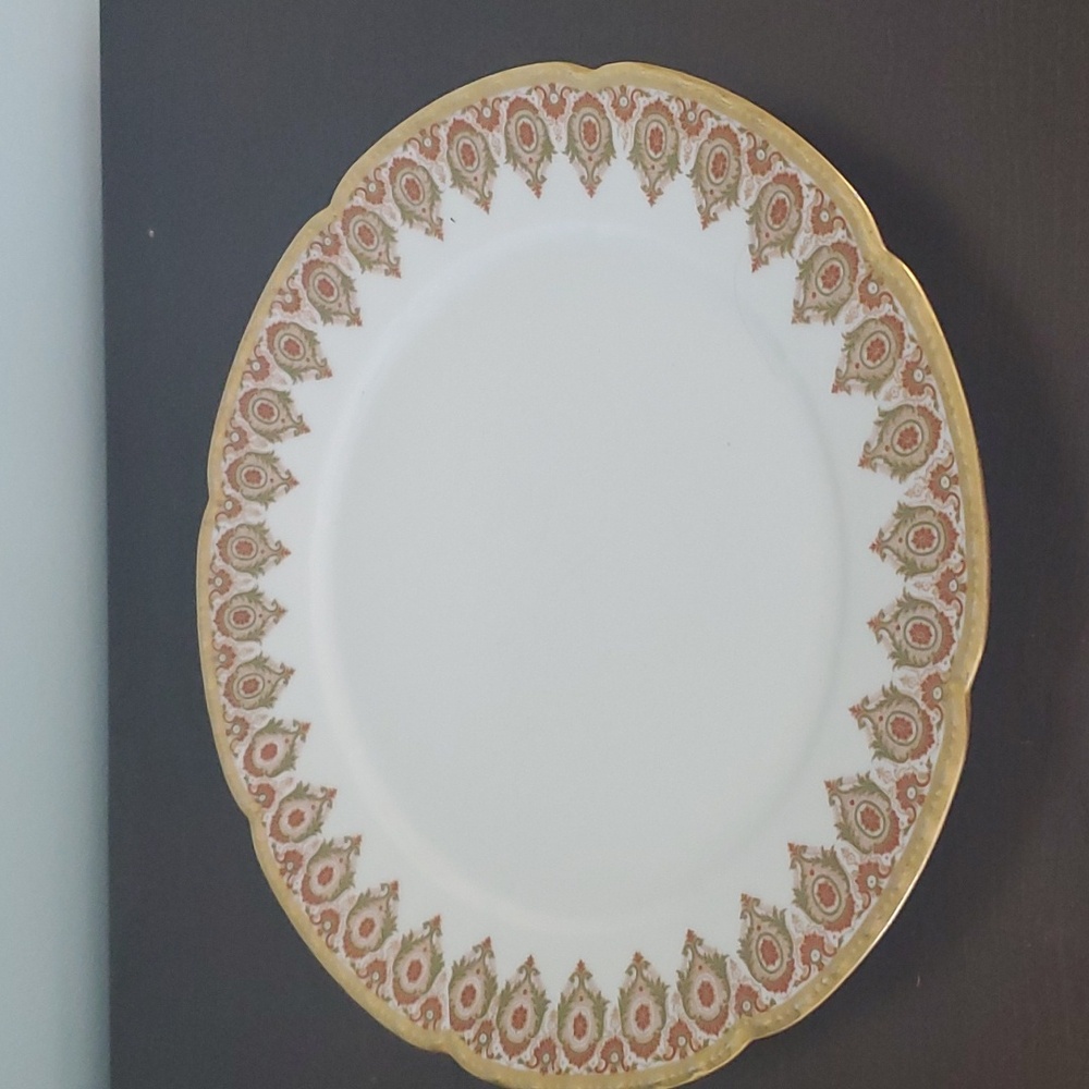 10 inch limoges William Guerin & Company plate, red, gold, green